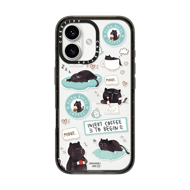 moonariesillo x CASETiFY iPhone 16 ケース ブラック インパクトケース Insert coffee to begin sticker case by Moonaries illo