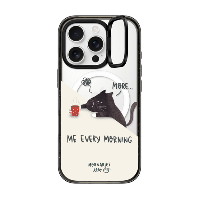 moonariesillo x CASETiFY iPhone 16 Pro ケース ブラック インパクトリングスタンドケース MagSafe対応 Me every morning by Moonaries illo