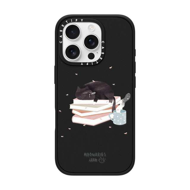 moonariesillo x CASETiFY iPhone 16 Pro Case Cat,Animal マットブラック インパクトケース MagSafe対応 Book cat by Moonaries illo Mother's Day moonariesillo x CASETiFY iPhone 16 Pro Case Cat,Animal マットブラック インパクトケース MagSafe対応 Book cat by Moonaries illo Mother's Day