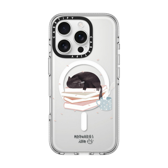 moonariesillo x CASETiFY iPhone 16 Pro Case Cat,Animal クリア クリア ケース MagSafe対応 Book cat by Moonaries illo Mother's Day moonariesillo x CASETiFY iPhone 16 Pro Case Cat,Animal クリア クリア ケース MagSafe対応 Book cat by Moonaries illo Mother's Day