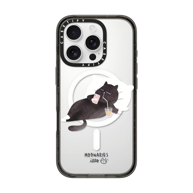 moonariesillo x CASETiFY iPhone 16 Pro ケース ブラック インパクトケース MagSafe対応 Life after work by Moonaries illo