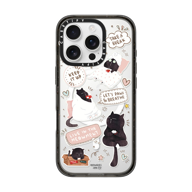 moonariesillo x CASETiFY iPhone 16 Pro ケース ブラック インパクトケース MagSafe対応 Self care is health care sticker case by Moonaries illo