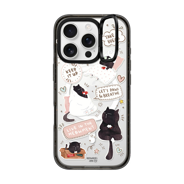 moonariesillo x CASETiFY iPhone 16 Pro ケース ブラック インパクトリングスタンドケース MagSafe対応 Self care is health care sticker case by Moonaries illo