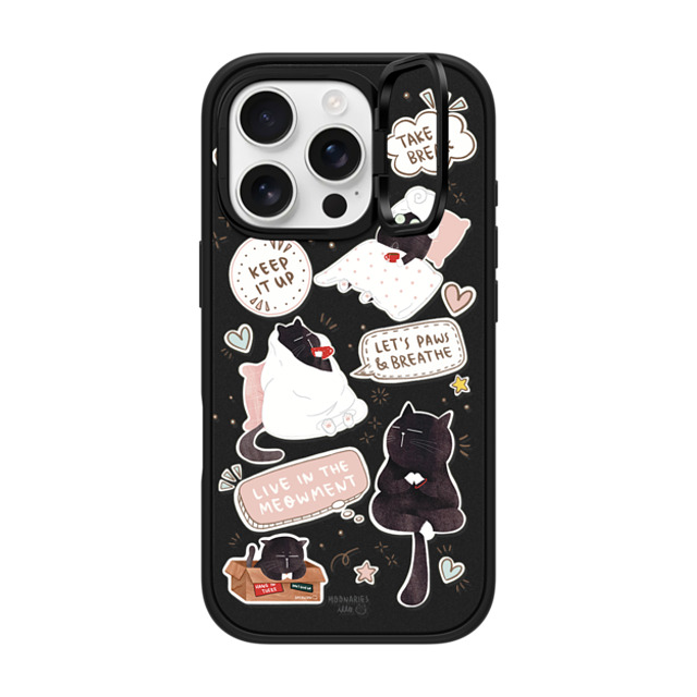 moonariesillo x CASETiFY iPhone 16 Pro ケース マットブラック インパクトリングスタンドケース MagSafe対応 Self care is health care sticker case by Moonaries illo