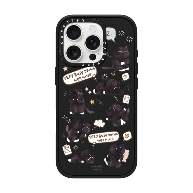 moonariesillo x CASETiFY iPhone 16 Pro ケース マットブラック インパクトケース Very busy doing nothing pattern case by Moonaries illo