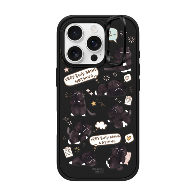 moonariesillo x CASETiFY iPhone 16 Pro ケース マットブラック インパクトリングスタンドケース MagSafe対応 Very busy doing nothing pattern case by Moonaries illo