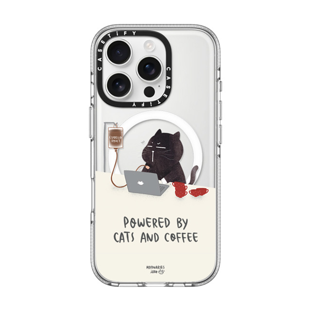 moonariesillo x CASETiFY iPhone 16 Pro ケース クリア クリア ケース MagSafe対応 Powered by cats and coffee by Moonaries illo