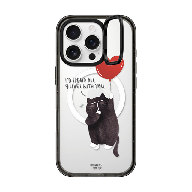 moonariesillo x CASETiFY iPhone 16 Pro ケース ブラック インパクトリングスタンドケース MagSafe対応 I'd spend all 9 lives with you by Moonaries illo