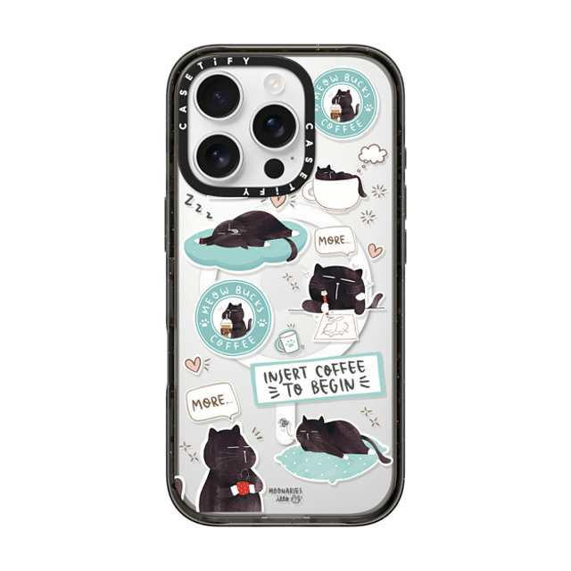 moonariesillo x CASETiFY iPhone 16 Pro ケース ブラック インパクトケース MagSafe対応 Insert coffee to begin sticker case by Moonaries illo