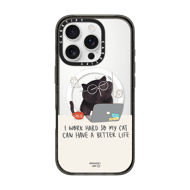 moonariesillo x CASETiFY iPhone 16 Pro Case ブラック インパクトケース MagSafe対応 I work hard so my cat can have a better life Mother's Day moonariesillo x CASETiFY iPhone 16 Pro Case ブラック インパクトケース MagSafe対応 I work hard so my cat can have a better life Mother's Day