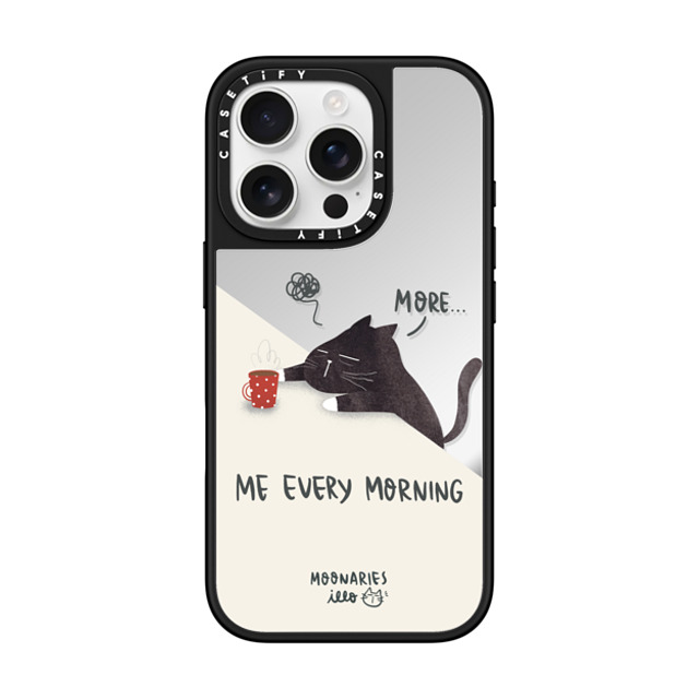 moonariesillo x CASETiFY iPhone 16 Pro ケース Silver on Black ミラーケース MagSafe対応 Me every morning by Moonaries illo