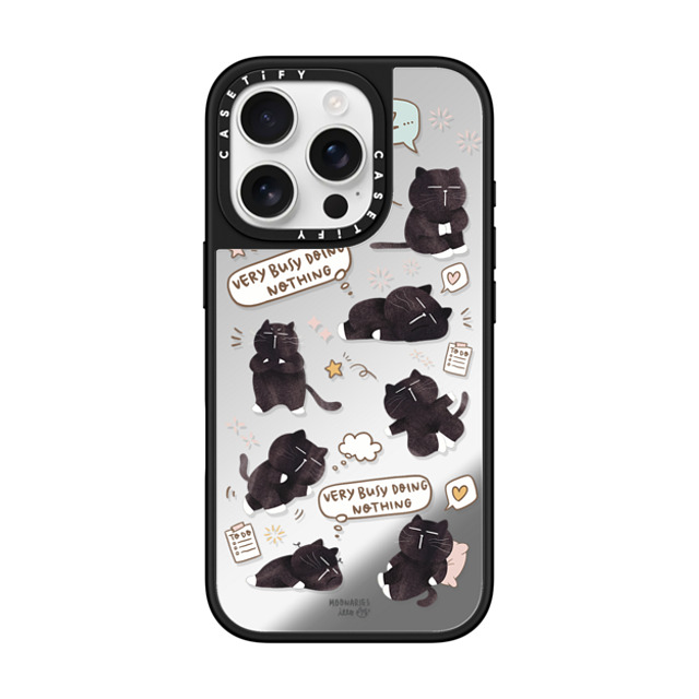 moonariesillo x CASETiFY iPhone 16 Pro Case Cat,Animal Silver on Black ミラーケース MagSafe対応 Very busy doing nothing pattern case by Moonaries illo Mother's Day moonariesillo x CASETiFY iPhone 16 Pro Case Cat,Animal Silver on Black ミラーケース MagSafe対応 Very busy doing nothing pattern case by Moonaries illo Mother's Day