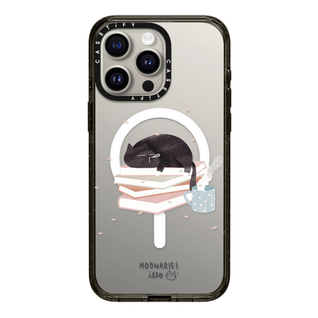moonariesillo x CASETiFY iPhone 15 Pro Max Case Cat,Animal ブラック インパクトケース MagSafe対応 Book cat by Moonaries illo Mother's Day moonariesillo x CASETiFY iPhone 15 Pro Max Case Cat,Animal ブラック インパクトケース MagSafe対応 Book cat by Moonaries illo Mother's Day