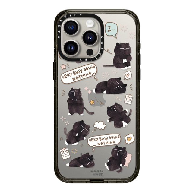 moonariesillo x CASETiFY iPhone 15 Pro Max ケース ブラック インパクトケース Very busy doing nothing pattern case by Moonaries illo