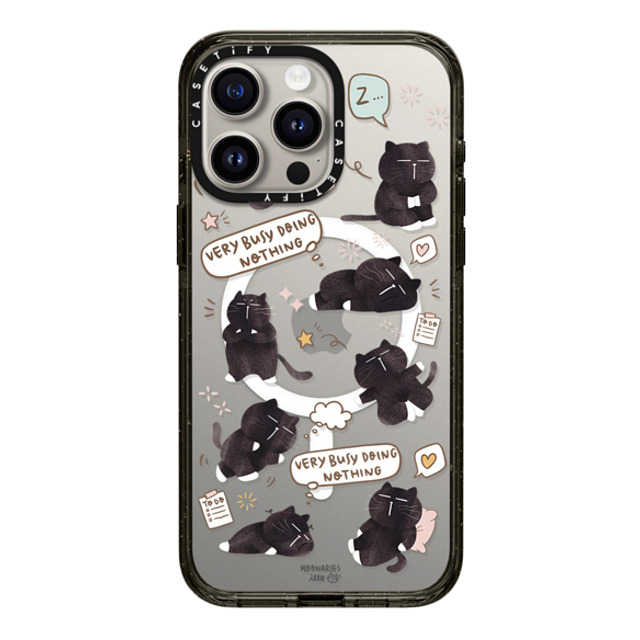 moonariesillo x CASETiFY iPhone 15 Pro Max ケース ブラック インパクトケース MagSafe対応 Very busy doing nothing pattern case by Moonaries illo