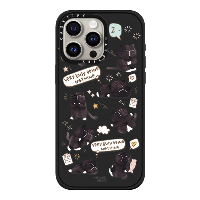 moonariesillo x CASETiFY iPhone 15 Pro Max ケース マットブラック インパクトケース MagSafe対応 Very busy doing nothing pattern case by Moonaries illo