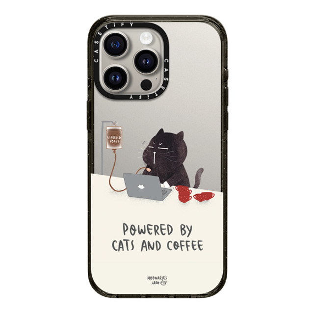 moonariesillo x CASETiFY iPhone 15 Pro Max ケース ブラック インパクトケース Powered by cats and coffee by Moonaries illo