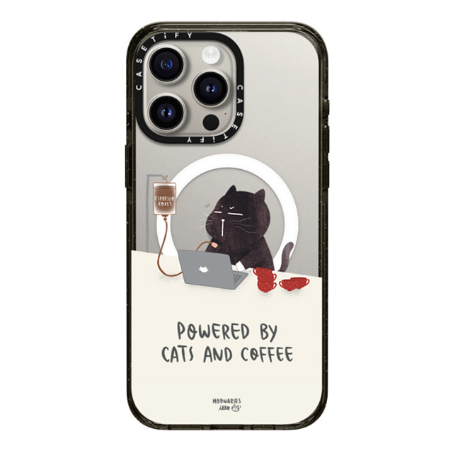 moonariesillo x CASETiFY iPhone 15 Pro Max ケース ブラック インパクトケース MagSafe対応 Powered by cats and coffee by Moonaries illo