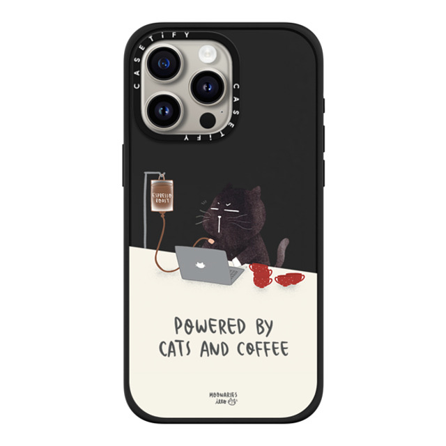 moonariesillo x CASETiFY iPhone 15 Pro Max ケース マットブラック インパクトケース MagSafe対応 Powered by cats and coffee by Moonaries illo