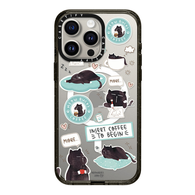 moonariesillo x CASETiFY iPhone 15 Pro Max ケース ブラック インパクトケース MagSafe対応 Insert coffee to begin sticker case by Moonaries illo