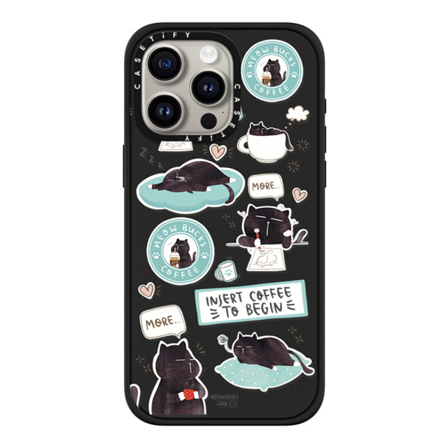 moonariesillo x CASETiFY iPhone 15 Pro Max ケース マットブラック インパクトケース MagSafe対応 Insert coffee to begin sticker case by Moonaries illo