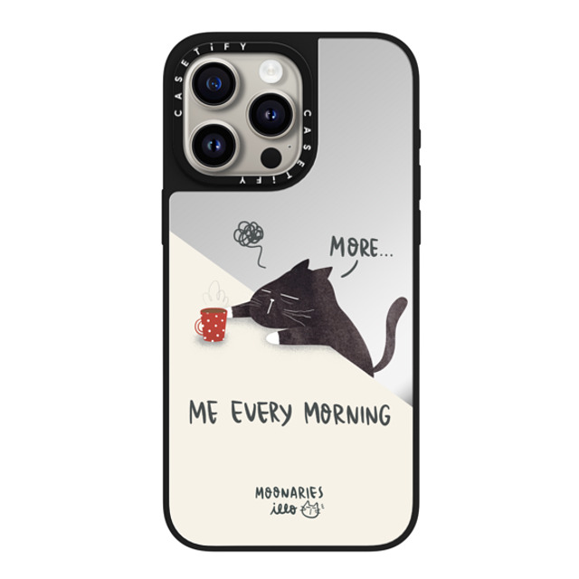 moonariesillo x CASETiFY iPhone 15 Pro Max ケース Silver on Black ミラーケース MagSafe対応 Me every morning by Moonaries illo