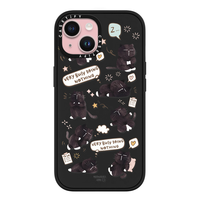 moonariesillo x CASETiFY iPhone 15 ケース マットブラック インパクトケース MagSafe対応 Very busy doing nothing pattern case by Moonaries illo