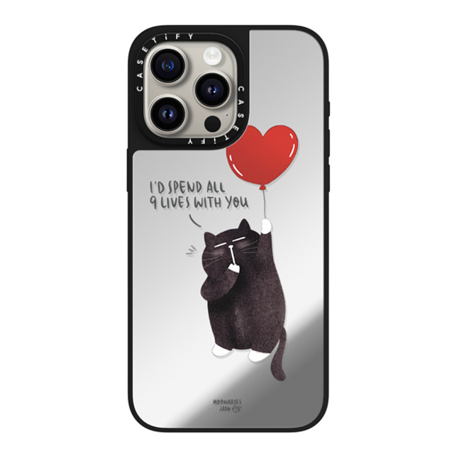 moonariesillo x CASETiFY iPhone 15 Pro Max ケース Silver on Black ミラーケース MagSafe対応 I'd spend all 9 lives with you by Moonaries illo