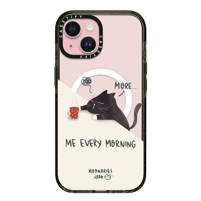 moonariesillo x CASETiFY iPhone 15 ケース ブラック インパクトケース MagSafe対応 Me every morning by Moonaries illo