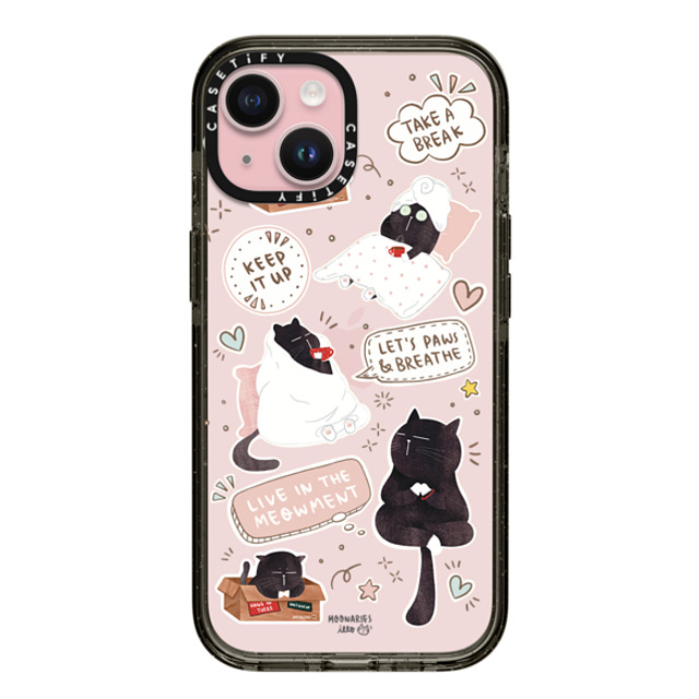 moonariesillo x CASETiFY iPhone 15 ケース ブラック インパクトケース Self care is health care sticker case by Moonaries illo