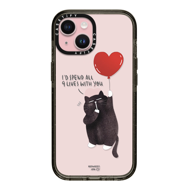 moonariesillo x CASETiFY iPhone 15 ケース ブラック インパクトケース I'd spend all 9 lives with you by Moonaries illo