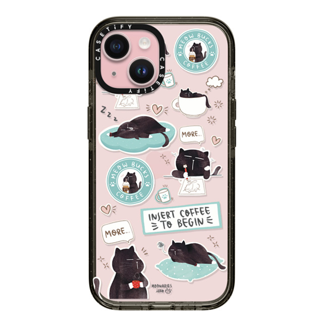 moonariesillo x CASETiFY iPhone 15 ケース ブラック インパクトケース Insert coffee to begin sticker case by Moonaries illo