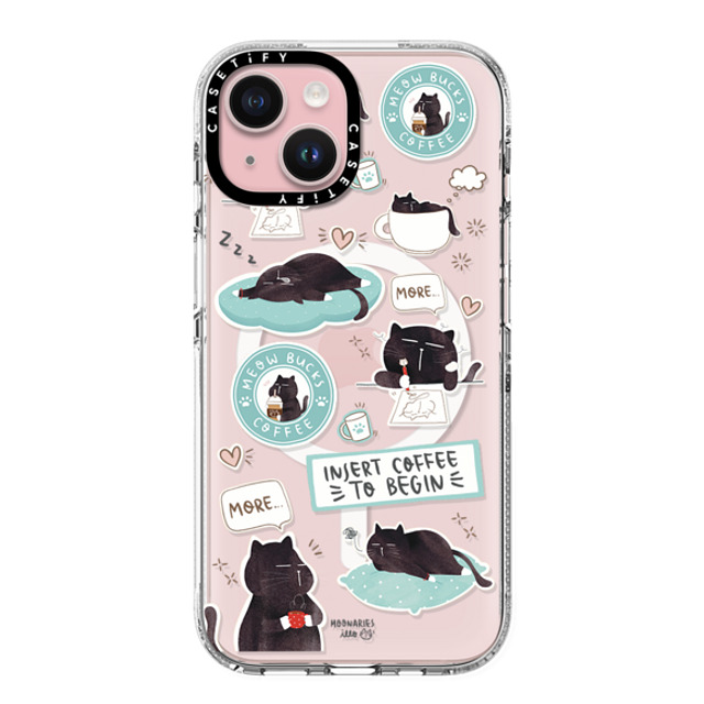 moonariesillo x CASETiFY iPhone 15 ケース クリア クリア ケース MagSafe対応 Insert coffee to begin sticker case by Moonaries illo