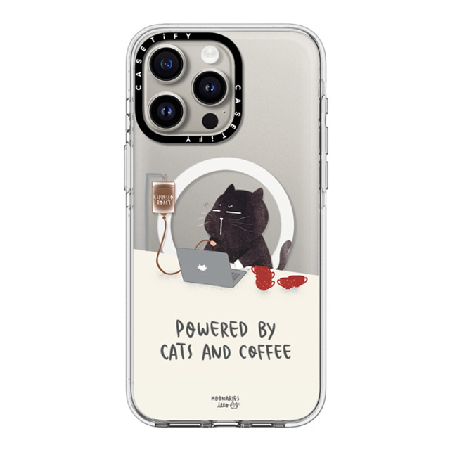 moonariesillo x CASETiFY iPhone 15 Pro Max ケース クリア クリア ケース MagSafe対応 Powered by cats and coffee by Moonaries illo