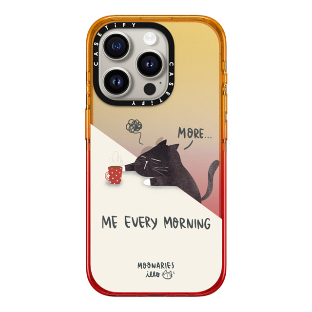 moonariesillo x CASETiFY iPhone 15 Pro ケース Cat,Animal Peach Haze インパクトケース Me every morning by Moonaries illo