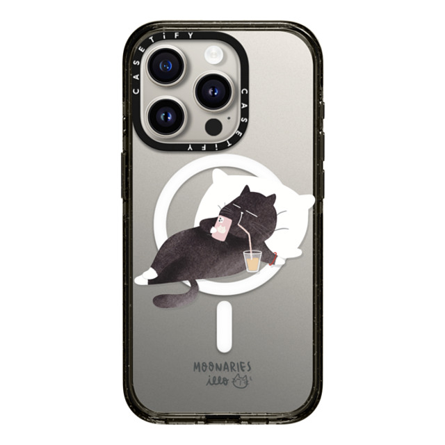 moonariesillo x CASETiFY iPhone 15 Pro ケース ブラック インパクトケース MagSafe対応 Life after work by Moonaries illo