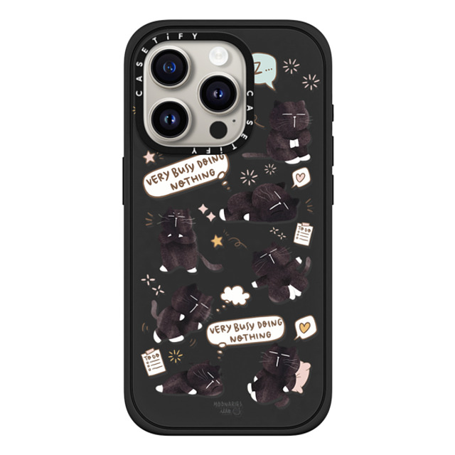 moonariesillo x CASETiFY iPhone 15 Pro ケース マットブラック インパクトケース MagSafe対応 Very busy doing nothing pattern case by Moonaries illo