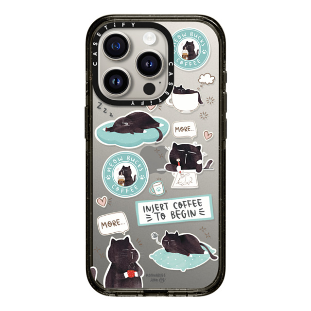 moonariesillo x CASETiFY iPhone 15 Pro ケース ブラック インパクトケース Insert coffee to begin sticker case by Moonaries illo