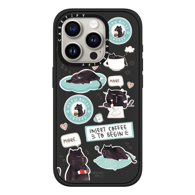 moonariesillo x CASETiFY iPhone 15 Pro ケース マットブラック インパクトケース MagSafe対応 Insert coffee to begin sticker case by Moonaries illo