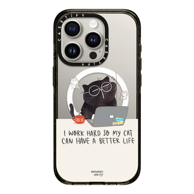 moonariesillo x CASETiFY iPhone 15 Pro ケース ブラック インパクトケース MagSafe対応 I work hard so my cat can have a better life Father's Day moonariesillo x CASETiFY iPhone 15 Pro ケース ブラック インパクトケース MagSafe対応 I work hard so my cat can have a better life Father's Day