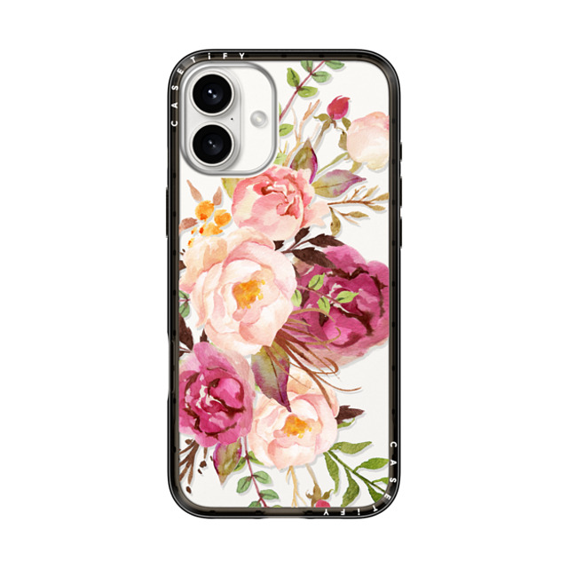 CASETiFY iPhone 16 Plus Case Black インパクトライトケース フローラル Watercolour Floral Bouquet - Transparent CASETiFY iPhone 16 Plus Case Black インパクトライトケース フローラル Watercolour Floral Bouquet - Transparent