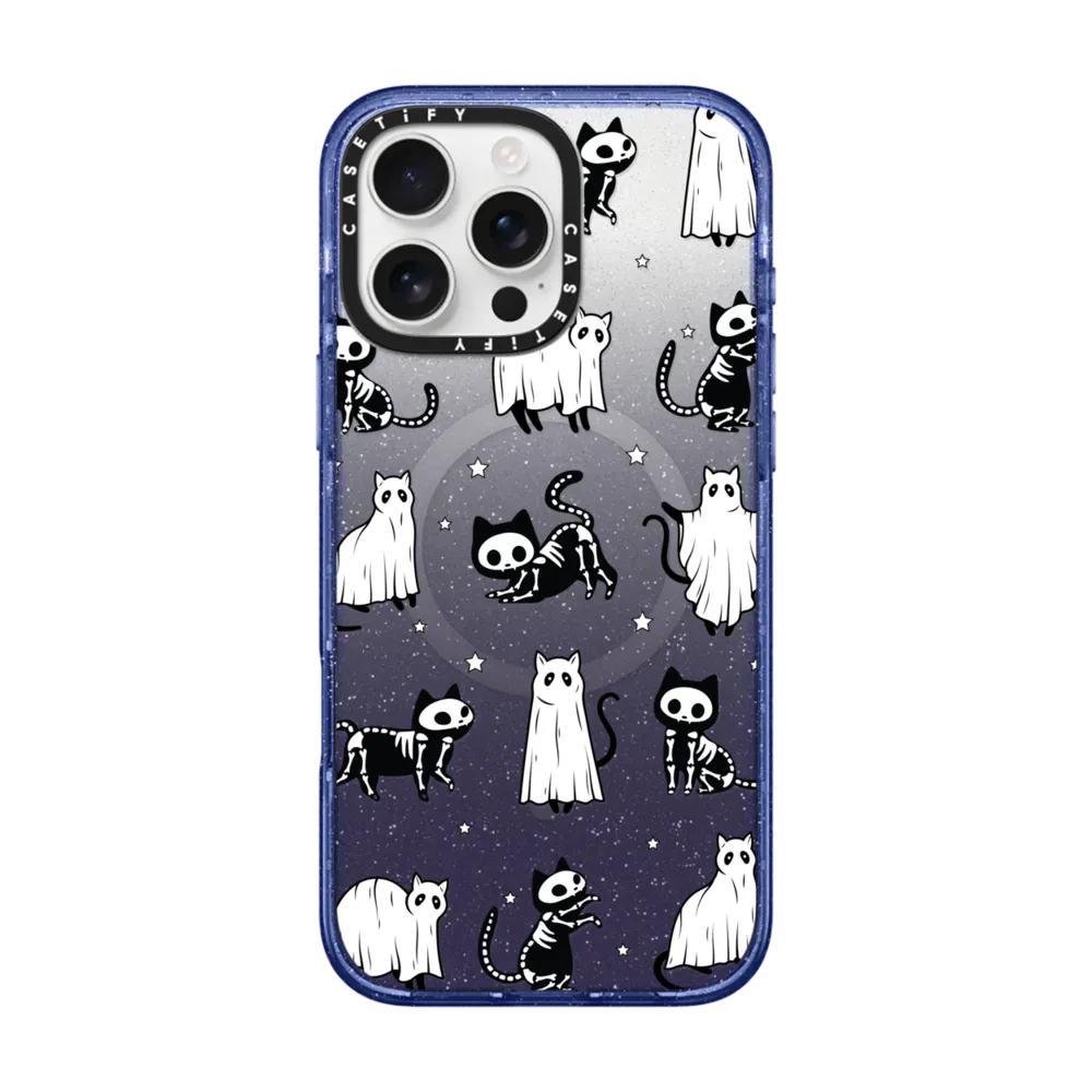 Impact iPhone 16 Pro Max Case MagSafe Compatible - Halloween Ghost Cats and Skeleton Cats