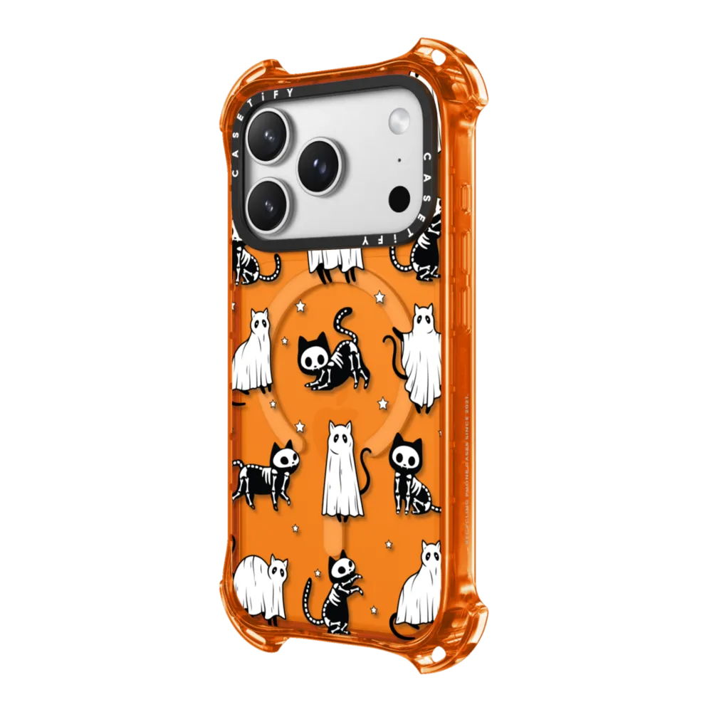 Bounce iPhone 17 Pro Max Case MagSafe Compatible - Halloween Ghost Cats and Skeleton Cats