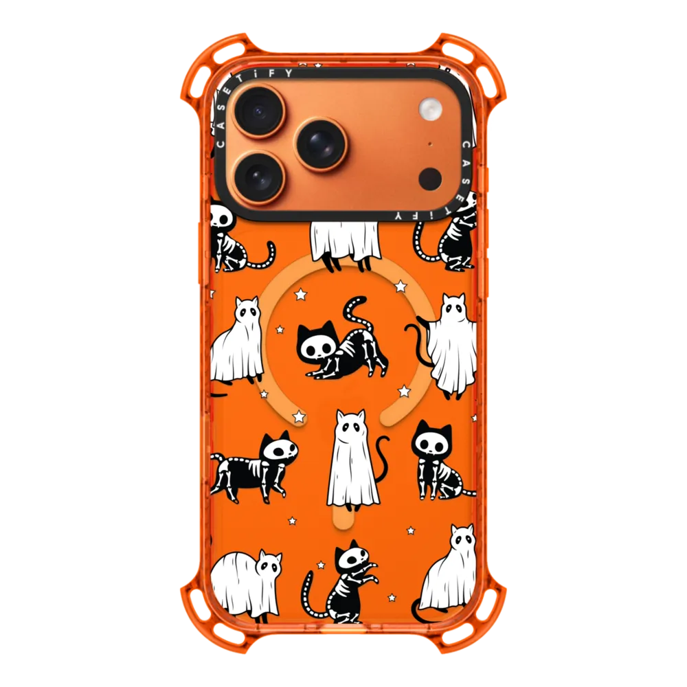 Bounce iPhone 17 Pro Max Case MagSafe Compatible - Halloween Ghost Cats and Skeleton Cats