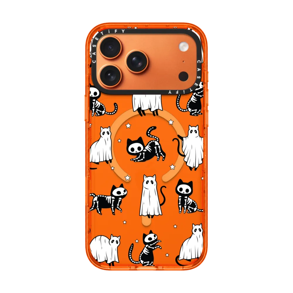 Impact iPhone 17 Pro Max Case MagSafe Compatible - Halloween Ghost Cats and Skeleton Cats