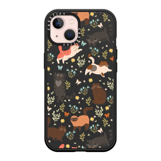 Impact iPhone 13 Case MagSafe Compatible - Halloween Ghost Cats and Skeleton Cats