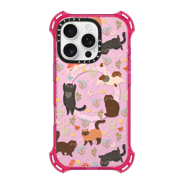 CASETiFY iPhone 16 Pro Case プリムローズ ピンク バウンスケース 猫 Playful Cats in the Garden CASETiFY iPhone 16 Pro Case プリムローズ ピンク バウンスケース 猫 Playful Cats in the Garden