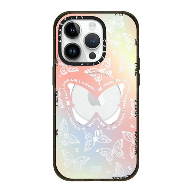 Insert Name Here x CASETiFY iPhone 14 Pro ケース ブラック インパクトケース MagSafe対応 You Give Me Butterflies