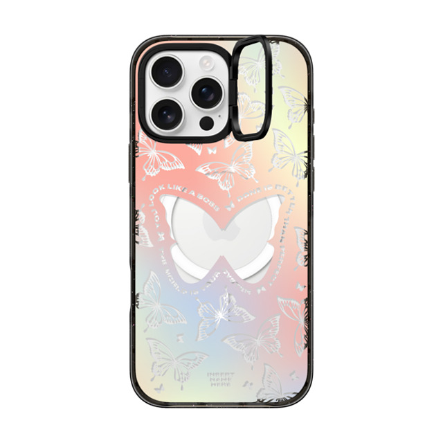 Insert Name Here x CASETiFY iPhone 16 Pro Max ケース ブラック インパクトリングスタンドケース MagSafe対応 You Give Me Butterflies