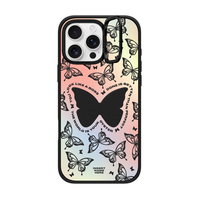 Insert Name Here x CASETiFY iPhone 16 Pro Max ケース マットブラック インパクトリングスタンドケース MagSafe対応 You Give Me Butterflies